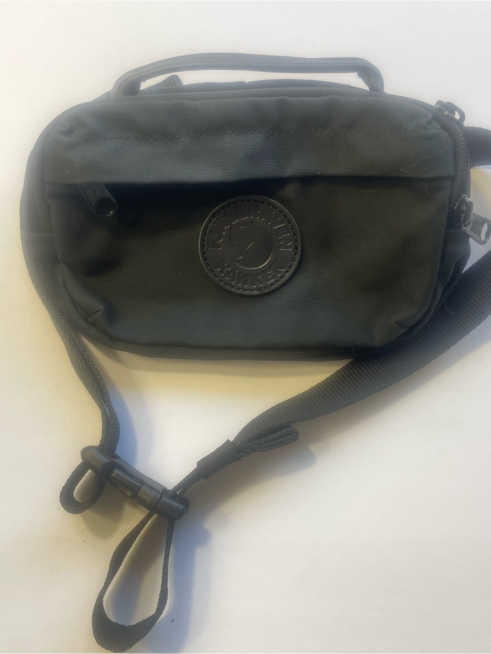Fjallraven Kanken No. 2 Black Hip Pack G-1000 Leather Trim Waist Bag Belt